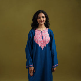 Handwoven aari hand embroidered kashmiri merino wool pheran