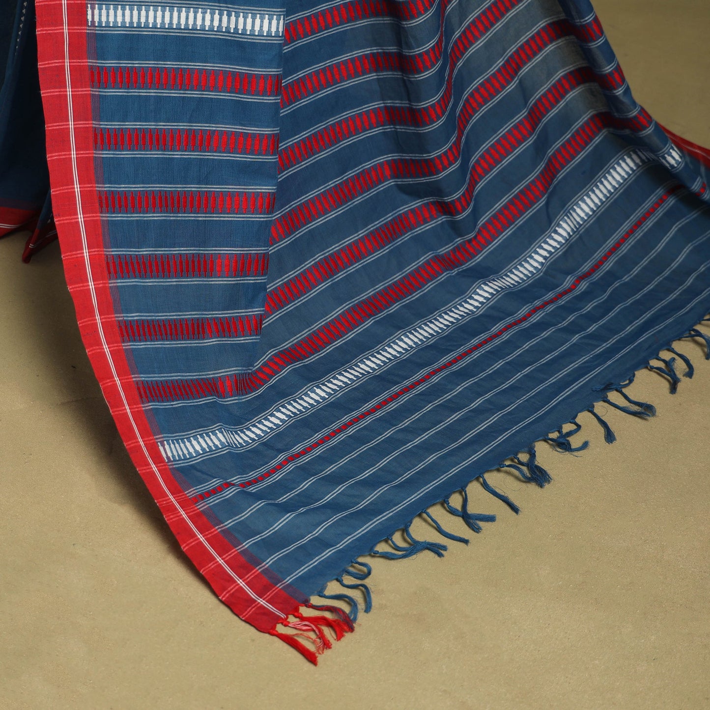 Blue - handwoven cotton begumpuri saree 03 - handcrafted