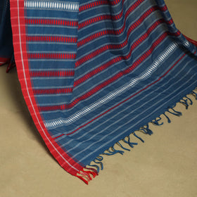 Blue - handwoven cotton begumpuri saree 03 - handcrafted