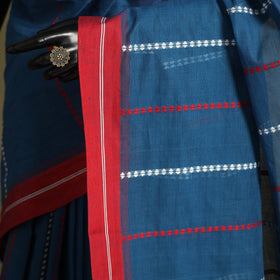 Blue - handwoven cotton begumpuri saree 03 - handcrafted