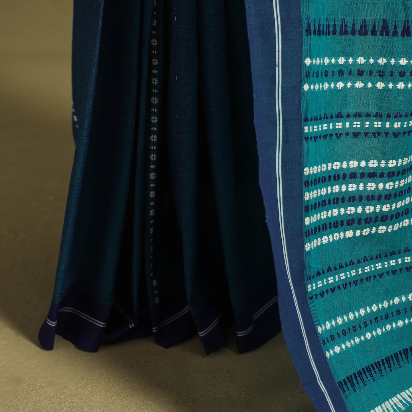 Blue - handwoven cotton begumpuri saree 11 - handcrafted