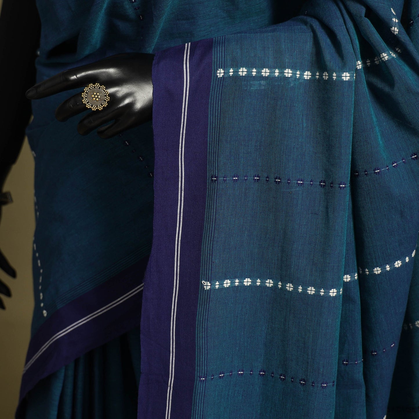 Blue - handwoven cotton begumpuri saree 11 - handcrafted