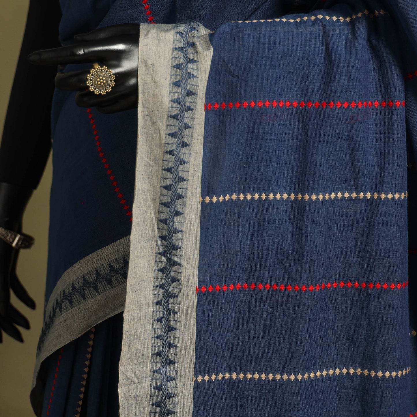 Blue - handwoven cotton begumpuri saree 16 - handcrafted