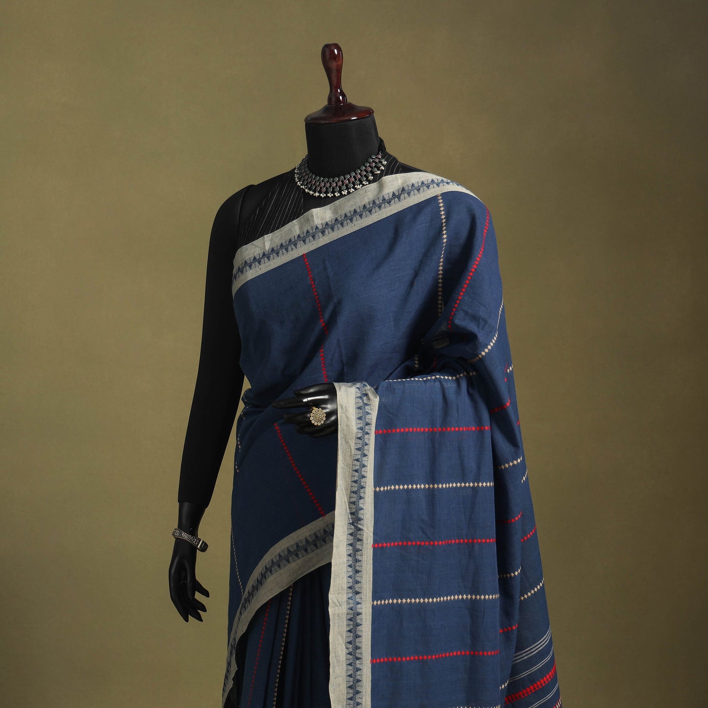 Blue - handwoven cotton begumpuri saree 16 - handcrafted