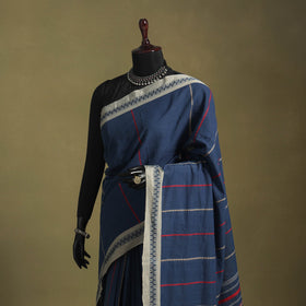 Blue - handwoven cotton begumpuri saree 16 - handcrafted