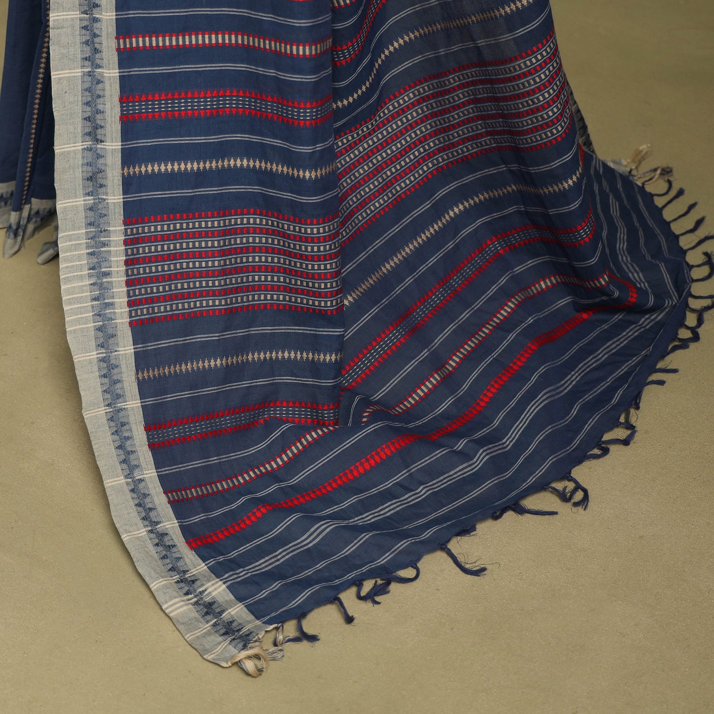 Blue - handwoven cotton begumpuri saree 16 - handcrafted