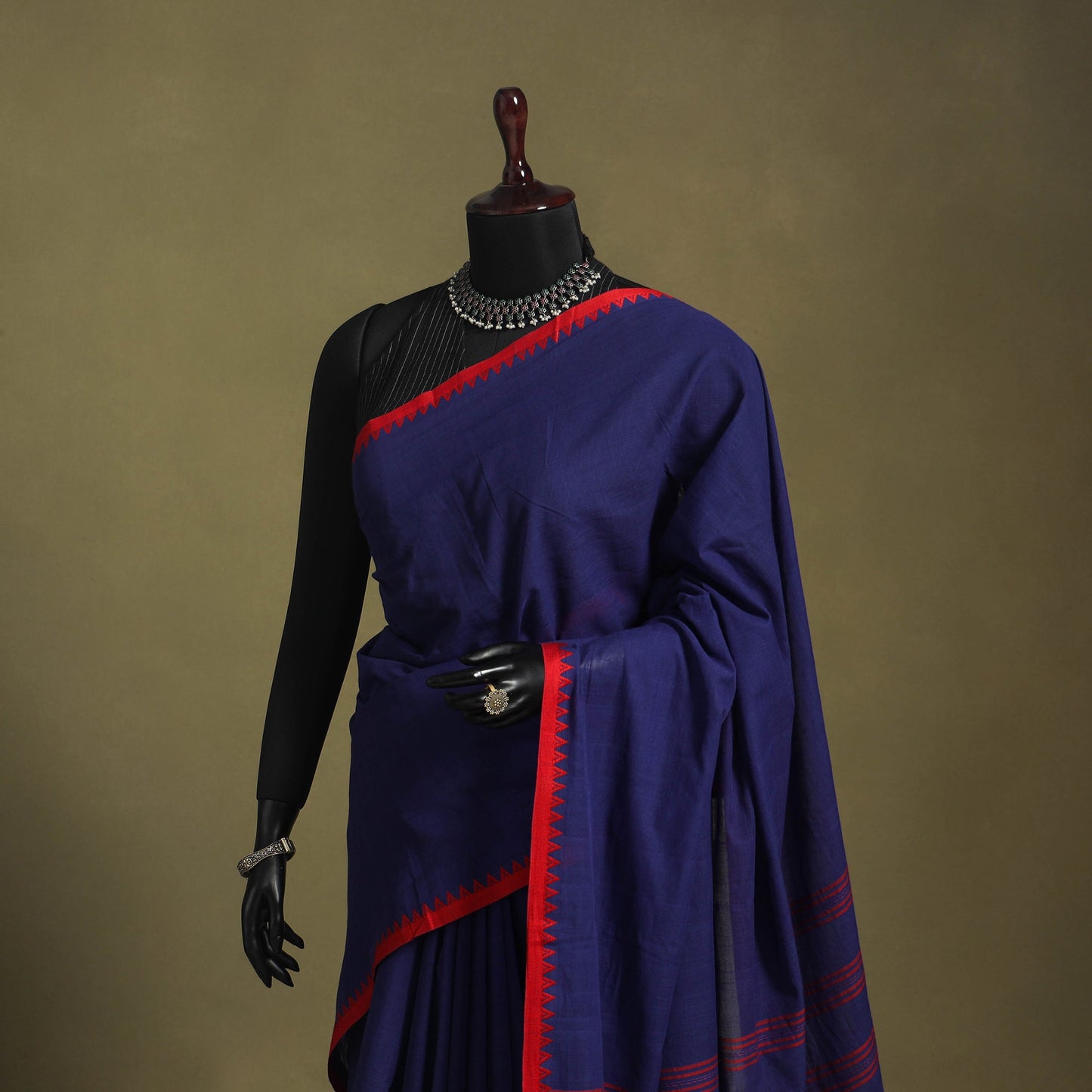 Blue - handwoven cotton begumpuri saree 33 - handcrafted