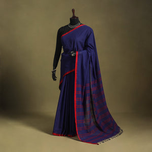 Blue - handwoven cotton begumpuri saree 33 - handcrafted