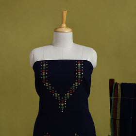 Buy Blue Handwoven Kala Cotton 3pc Kutch Bhujodi Dress Material