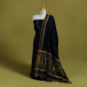 Buy Blue Handwoven Kala Cotton 3pc Kutch Bhujodi Dress Material