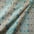 Blue - handwoven pure tussar silk kantha work fabric 08