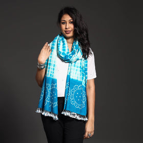  Handwoven Tie-Dye Merino Wool Shibori & Bandhani stole