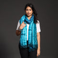 Blue - handwoven tie-dye merino wool shibori & bandhani