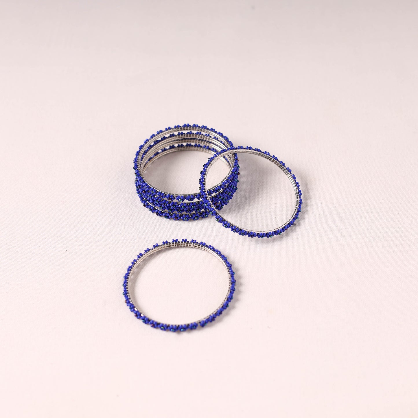  Hapur Flower Beadwork Bangles by Aagaz (Set of 6) 