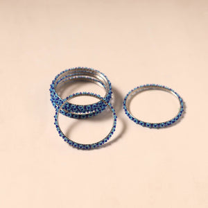 Blue - hapur flower beadwork bangles by aagaz (set of 6) 13