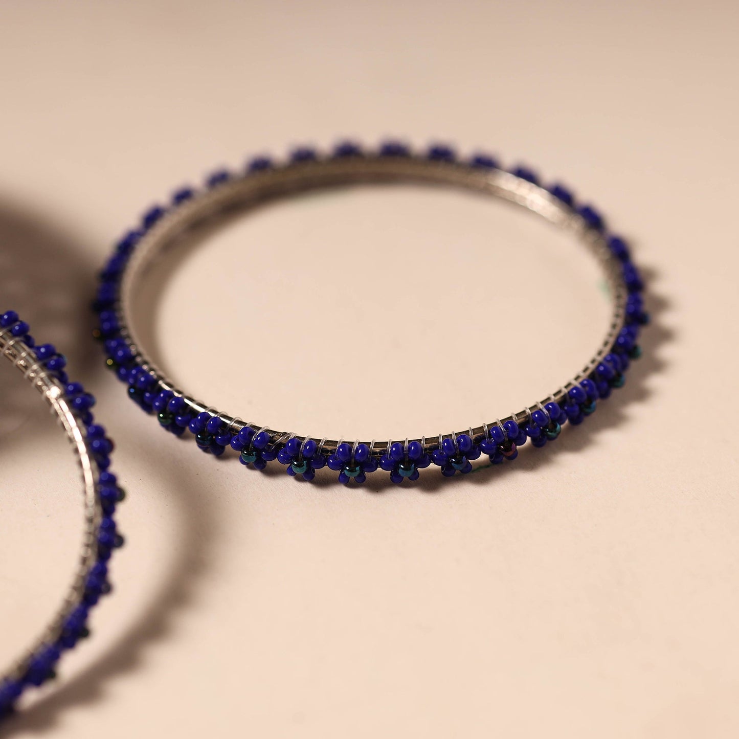 Blue - hapur flower beadwork bangles by aagaz (set of 6) 19