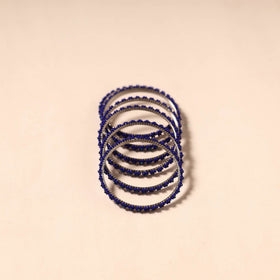 Blue - hapur flower beadwork bangles by aagaz (set of 6) 19