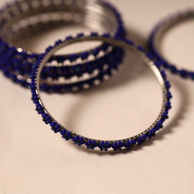 Blue - hapur flower beadwork bangles by aagaz (set of 6) 19