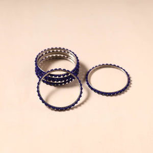 Blue - hapur flower beadwork bangles by aagaz (set of 6) 19