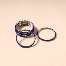Blue - hapur flower beadwork bangles by aagaz (set of 6) 19