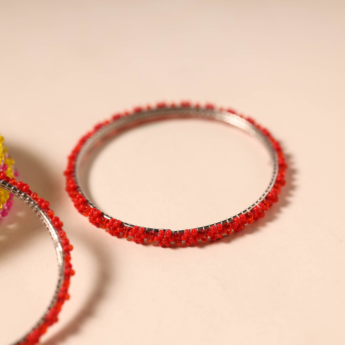 Blue - hapur flower beadwork bangles by aagaz (set of 6) 22