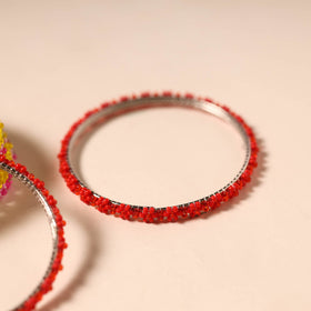 Blue - hapur flower beadwork bangles by aagaz (set of 6) 22