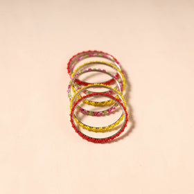 Blue - hapur flower beadwork bangles by aagaz (set of 6) 22