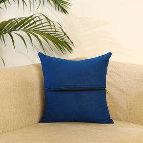 Blue - ikat cotton with modal silk cushion cover 03