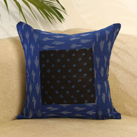 Buy Blue Ikat Cotton with Bandhani Modal Silk Cushion Cover