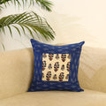 Blue - ikat cotton with modal silk cushion cover 03