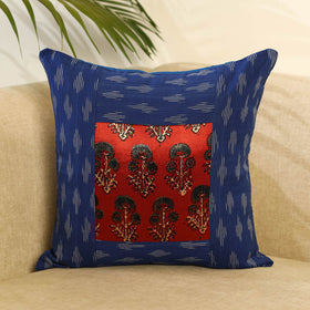 Blue - ikat cotton with modal silk cushion cover 08