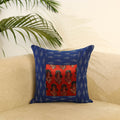 Blue - ikat cotton with modal silk cushion cover 08