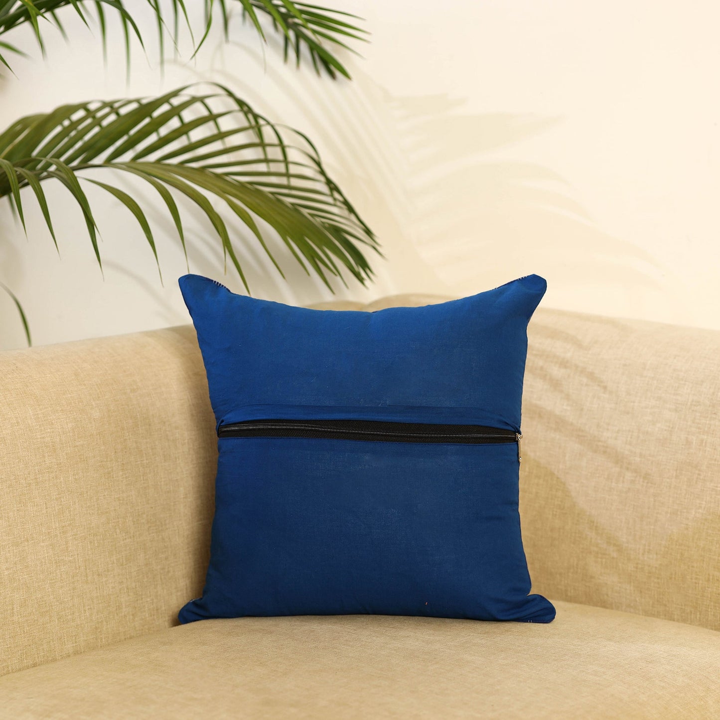 Blue - ikat cotton with modal silk cushion cover 08