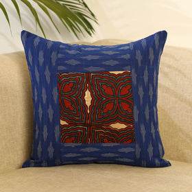 Blue - ikat cotton with modal silk cushion cover 09