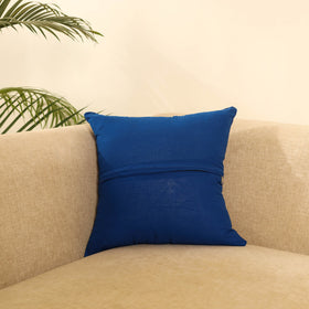 Buy Blue Ikat Cotton with Ajrakh Modal Silk Cushion Cover