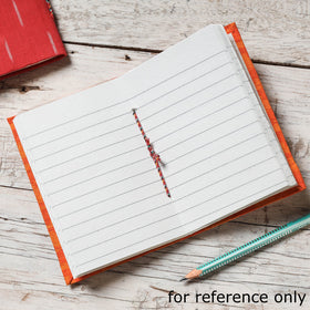 Blue - Ikat Fabric Cover Handmade Paper Notebook (5 x 3.5 in)