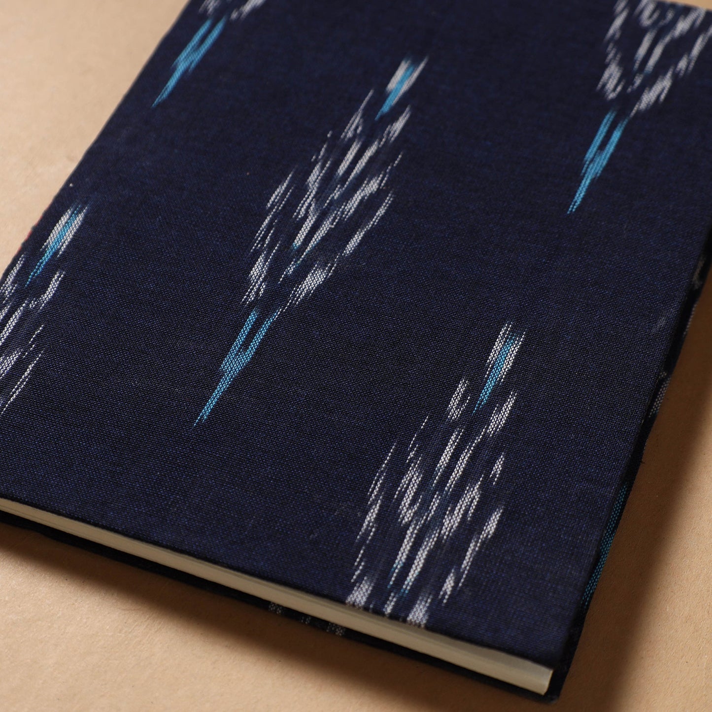 Blue - Ikat Fabric Cover Handmade Paper Notebook (9 x 7 in)