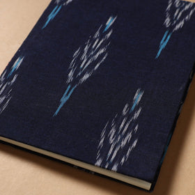 Blue - Ikat Fabric Cover Handmade Paper Notebook (9 x 7 in)