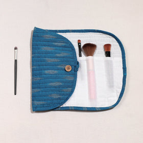  Ikat Fabric Multipurpose Segmented Make-up Brush Wrap Pouch/Case 
