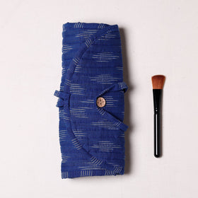  Ikat Fabric Multipurpose Segmented Make-up Brush Wrap Pouch/Case 