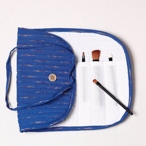  Ikat Fabric Multipurpose Segmented Make-up Brush Wrap Pouch/Case 