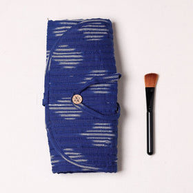 Ikat Fabric Multipurpose Segmented Make-up Brush Wrap Pouch/Case 