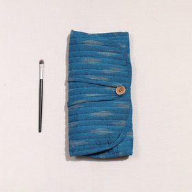  Ikat Fabric Multipurpose Segmented Make-up Brush Wrap Pouch/Case 