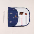  Ikat Fabric Multipurpose Segmented Make-up Brush Wrap Pouch/Case 