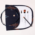  Ikat Fabric Multipurpose Segmented Make-up Brush Wrap Pouch/Case 