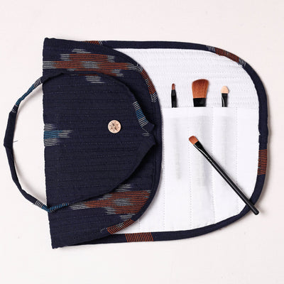  Ikat Fabric Multipurpose Segmented Make-up Brush Wrap Pouch/Case 