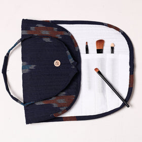  Ikat Fabric Multipurpose Segmented Make-up Brush Wrap Pouch/Case 