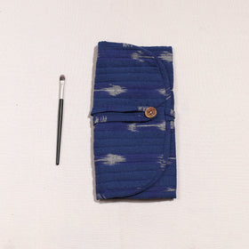  Ikat Fabric Multipurpose Segmented Make-up Brush Wrap Pouch/Case 