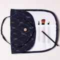  Ikat Fabric Multipurpose Segmented Make-up Brush Wrap Pouch/Case 
