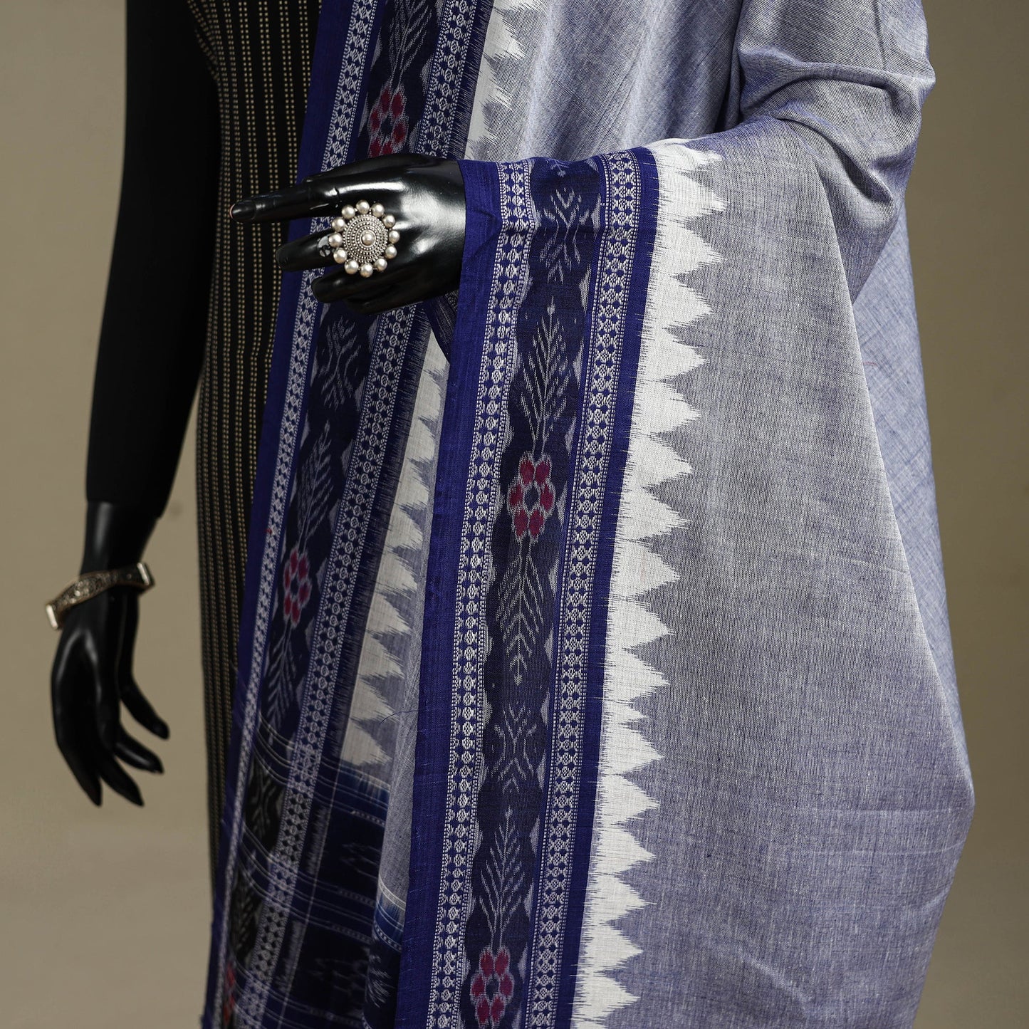 Blue - ikat handloom cotton sambalpuri dupatta 01